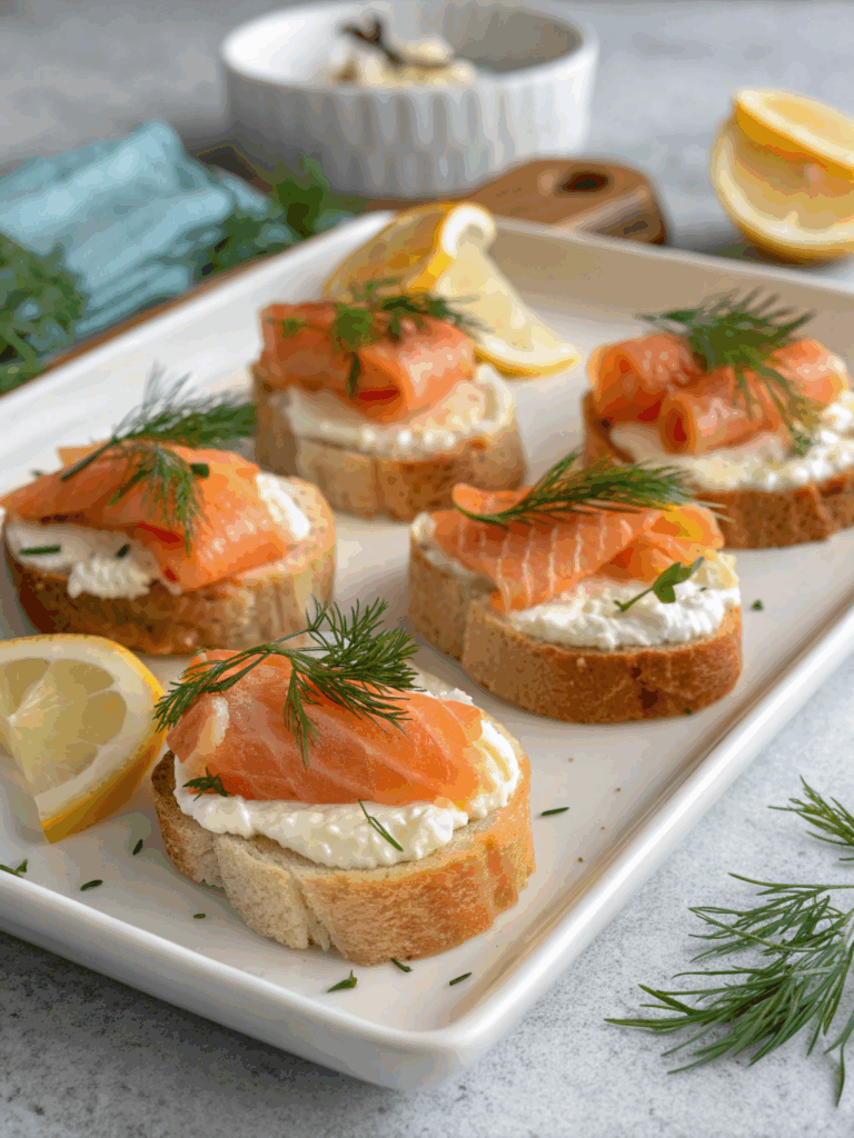 canapés de salmón y queso