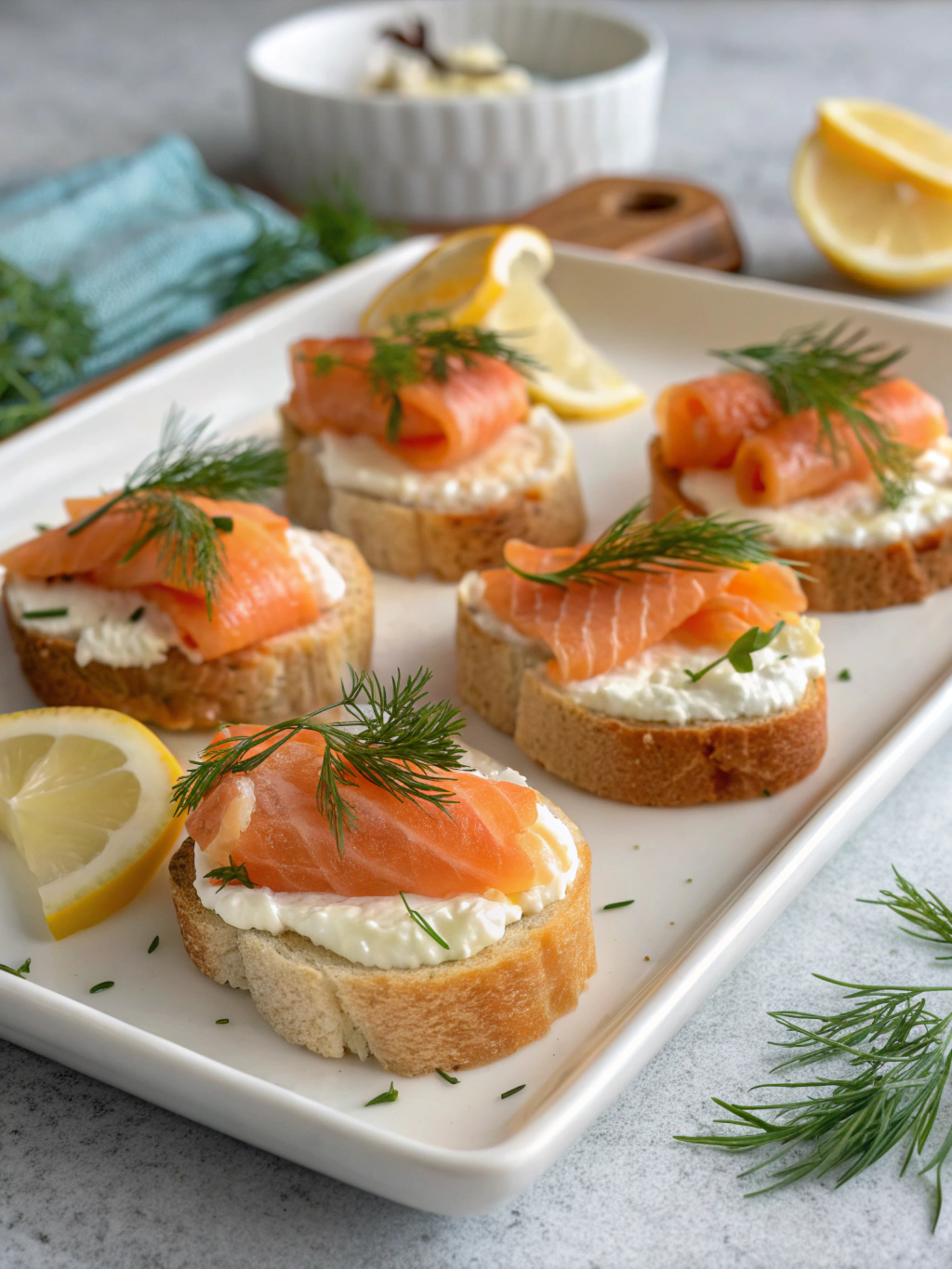 canapés de salmón y queso
