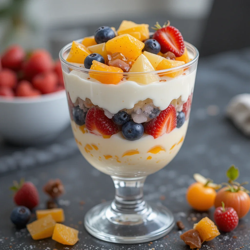 Parfait de yogur y frutas sin horno.